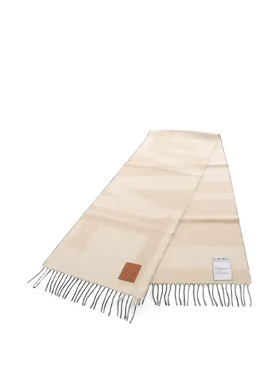 Pre-owned Loewe Anagram Scarf In Neutrals