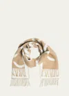 Loewe Anagram Scarf Print Wool & Cashmere Scarf In Camel White