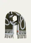 Loewe Anagram Scarf Print Wool & Cashmere Scarf In Light Blue Green