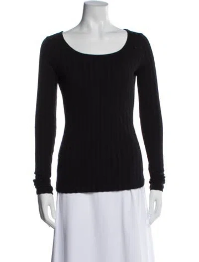 Pre-owned Loewe Anagram Scoop Neck Top In Black