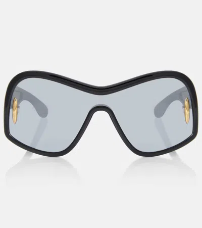 Loewe Anagram Mirrored Acetate Shield Sunglasses In Black