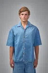 Loewe Men Anagram Denim Shortsleeves Shirt In Blue