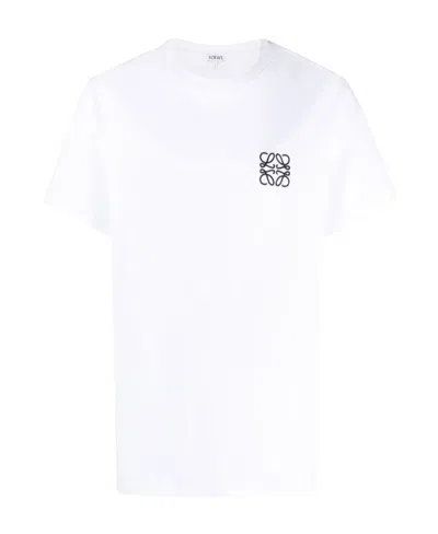 Loewe Slim-fit Logo-embroidered Cotton-jersey T-shirt In White