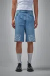 Loewe Anagram Frayed Denim Shorts In Blue