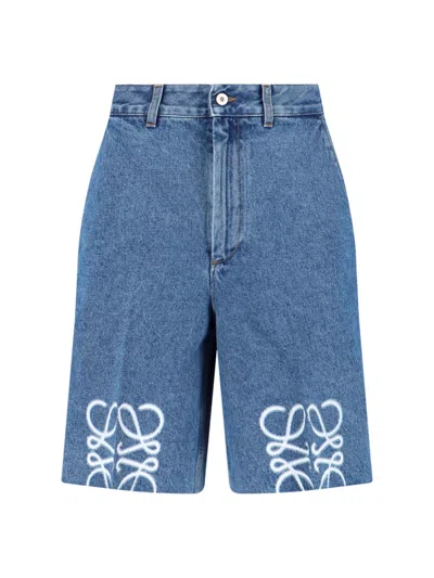 Loewe Anagram Shorts In Blue