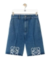 Loewe Anagram-embroidered Wide-leg Denim Shorts