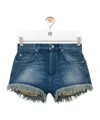 Loewe Anagram Shorts In Denim In Medium Blue
