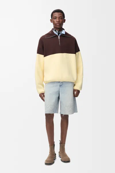 Loewe Wide-leg Anagram-embroidered Denim Shorts In Blue