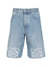 Loewe Anagram Frayed Denim Shorts In Blue