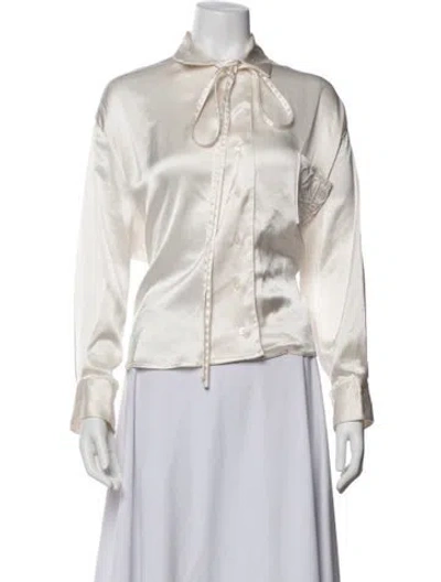 Pre-owned Loewe Anagram Silk Blouse In Neutrals
