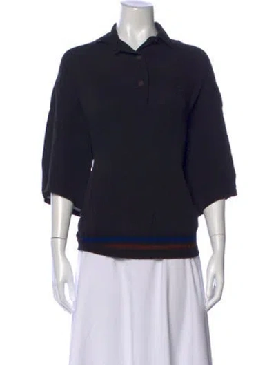 Pre-owned Loewe Anagram Silk Polo In Black
