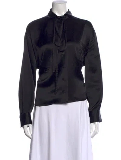 Pre-owned Loewe Anagram Silk Top In Black