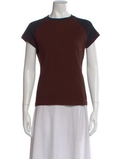 Pre-owned Loewe Anagram Silk Top In Brown