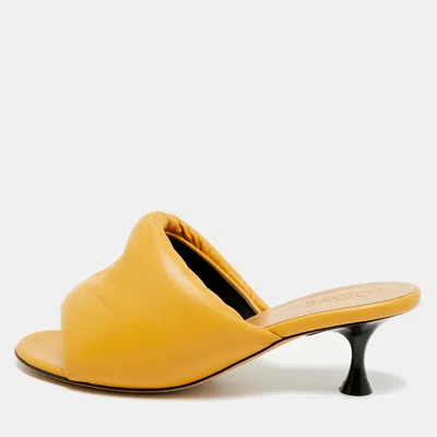 Pre-owned Loewe Anagram Size 39 Brown Leather Slide Sandals