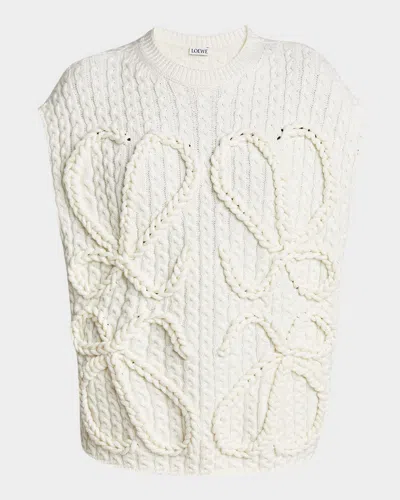 Loewe Anagram Sleeveless Sweater In White