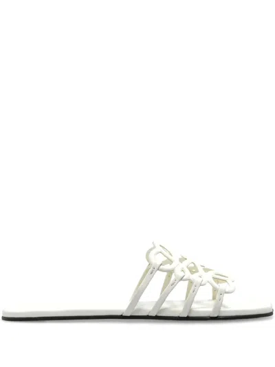 Loewe Petal Anagram Slide In Soft Calfskin In White