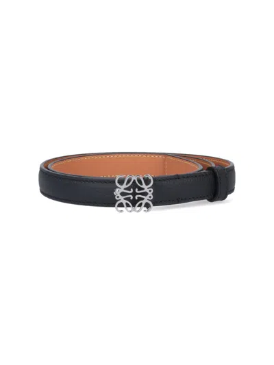 Loewe Anagram Leather Reversible Belt In Black  