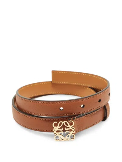 Pre-owned Loewe Anagram Slim Belt In Brown