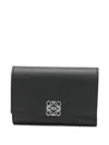 Loewe Compact Vertical Wallet In Pebbled Leather In Black