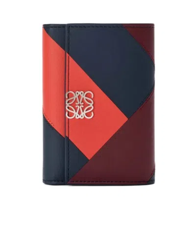 Loewe Anagram Small Vertical Wallet In Calfskin In Blue
