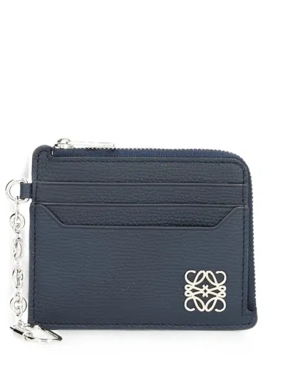 Loewe Anagram Square Coin Cardholder In Pebble Grained Calfskin In Blue