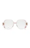 Loewe Anagram Square-frame Acetate Glasses In Pink