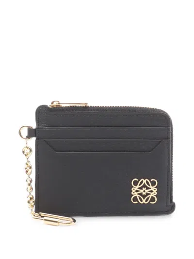 Pre-owned Loewe Anagram Square Wallet In Black