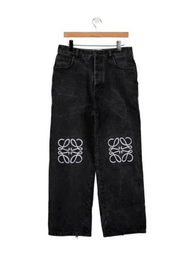 Pre-owned Loewe Anagram Straight Leg Jeans In Black