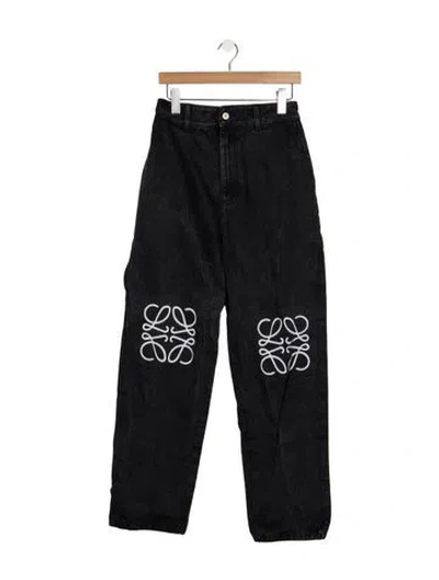 Pre-owned Loewe Anagram Straight Leg Jeans In Black