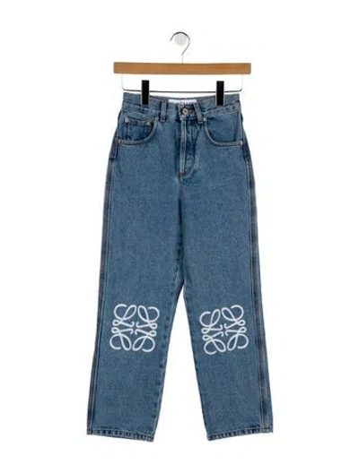 Pre-owned Loewe Anagram Straight Leg Jeans In Blue