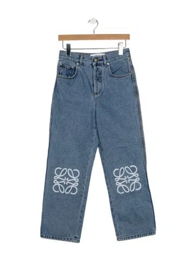 Pre-owned Loewe Anagram Straight Leg Jeans In Blue