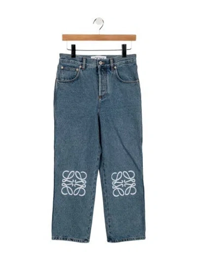 Pre-owned Loewe Anagram Straight Leg Jeans In Blue
