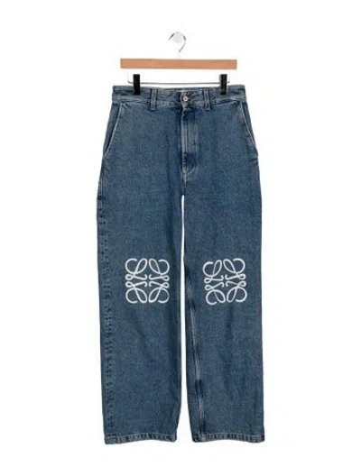 Pre-owned Loewe Anagram Straight Leg Jeans In Blue