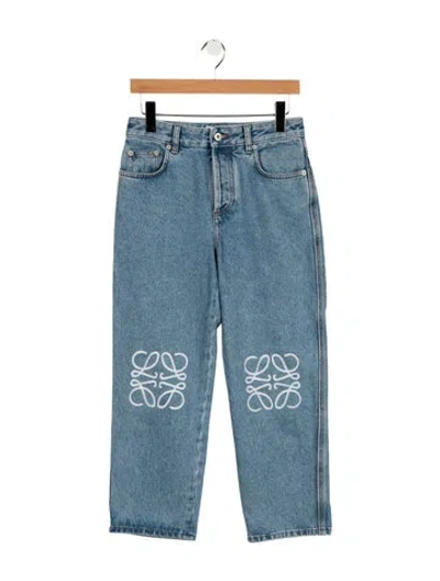 Pre-owned Loewe Anagram Straight Leg Jeans In Blue
