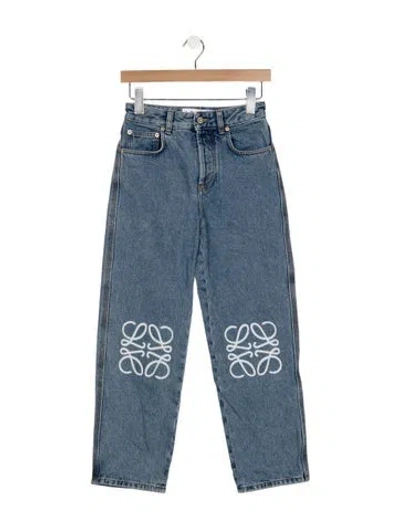 Pre-owned Loewe Anagram Straight Leg Jeans In Blue