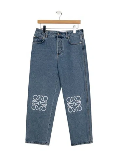 Pre-owned Loewe Anagram Straight Leg Jeans In Blue
