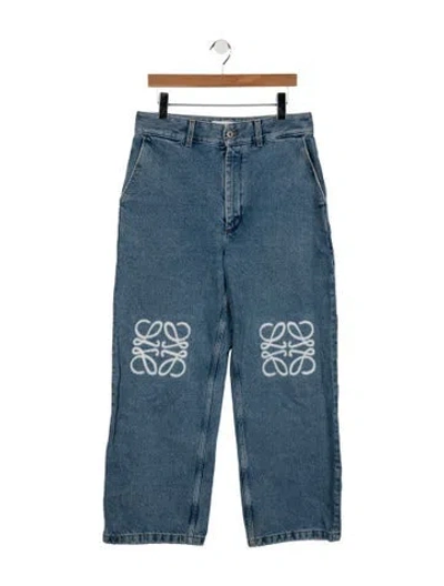 Pre-owned Loewe Anagram Straight Leg Jeans In Blue