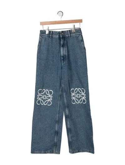 Pre-owned Loewe Anagram Straight Leg Jeans In Blue