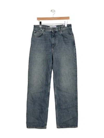 Pre-owned Loewe Anagram Straight Leg Jeans In Blue