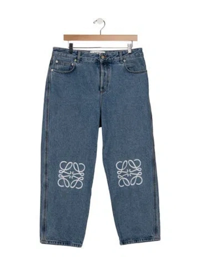 Pre-owned Loewe Anagram Straight Leg Jeans In Blue
