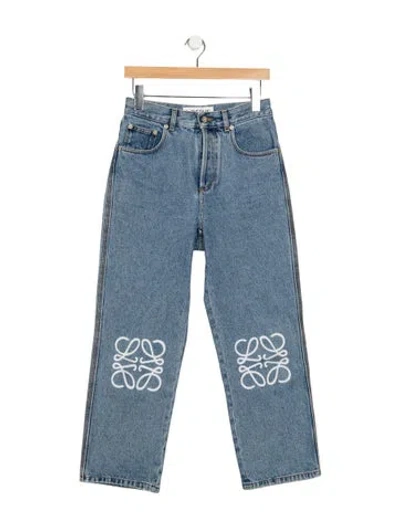 Pre-owned Loewe Anagram Straight Leg Jeans In Blue