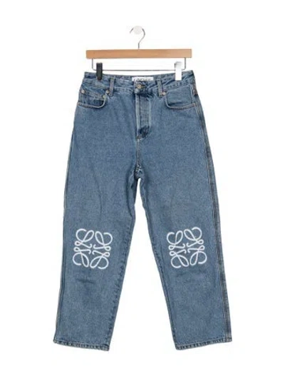 Pre-owned Loewe Anagram Straight Leg Jeans In Blue