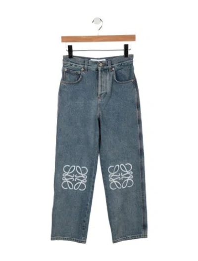 Pre-owned Loewe Anagram Straight Leg Jeans In Blue