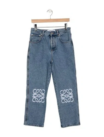 Pre-owned Loewe Anagram Straight-leg Jeans In Blue