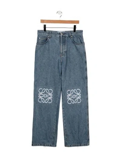 Pre-owned Loewe Anagram Straight-leg Jeans In Blue