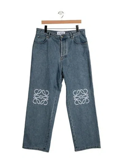 Pre-owned Loewe Anagram Straight-leg Jeans In Blue