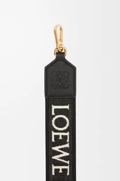 Loewe Anagram Strap In Jacquard And Leather Skin For Woman In Black