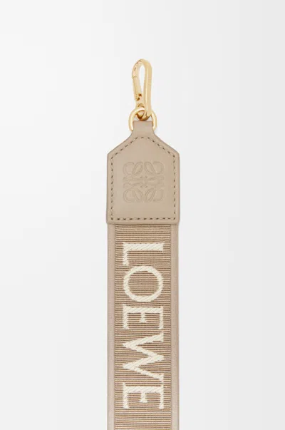 Loewe Anagram Strap In Jacquard And Leather Skin For Woman In Neutral