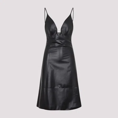 Loewe Anagram Midi Leather Dress In Black