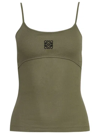 Loewe Anagram Strappy Top In Green